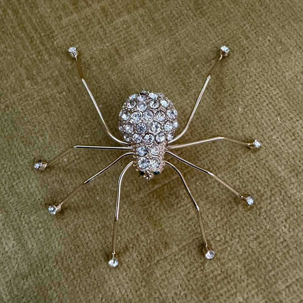 Gold and Silver Crystal Spider Brooch